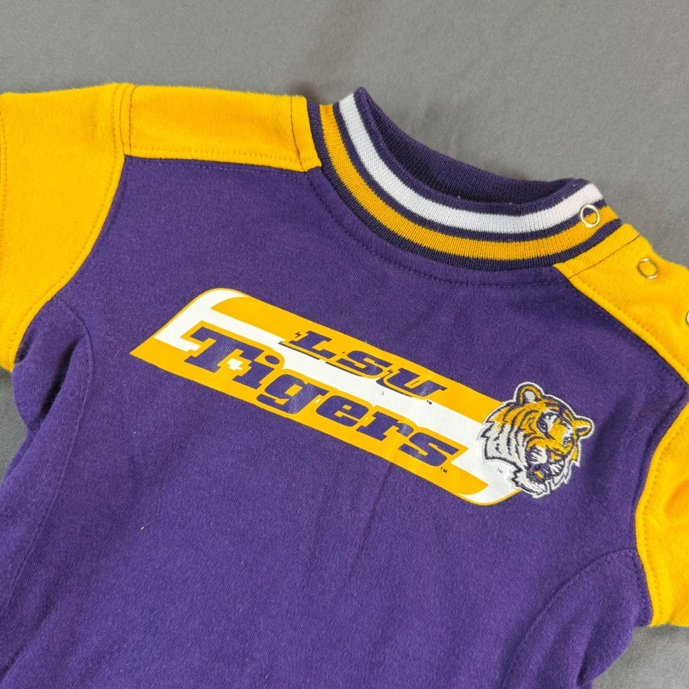Team Athletics LSU Tigers Baby Footed Sleeper Purple Gold 6/9 Months NCAA